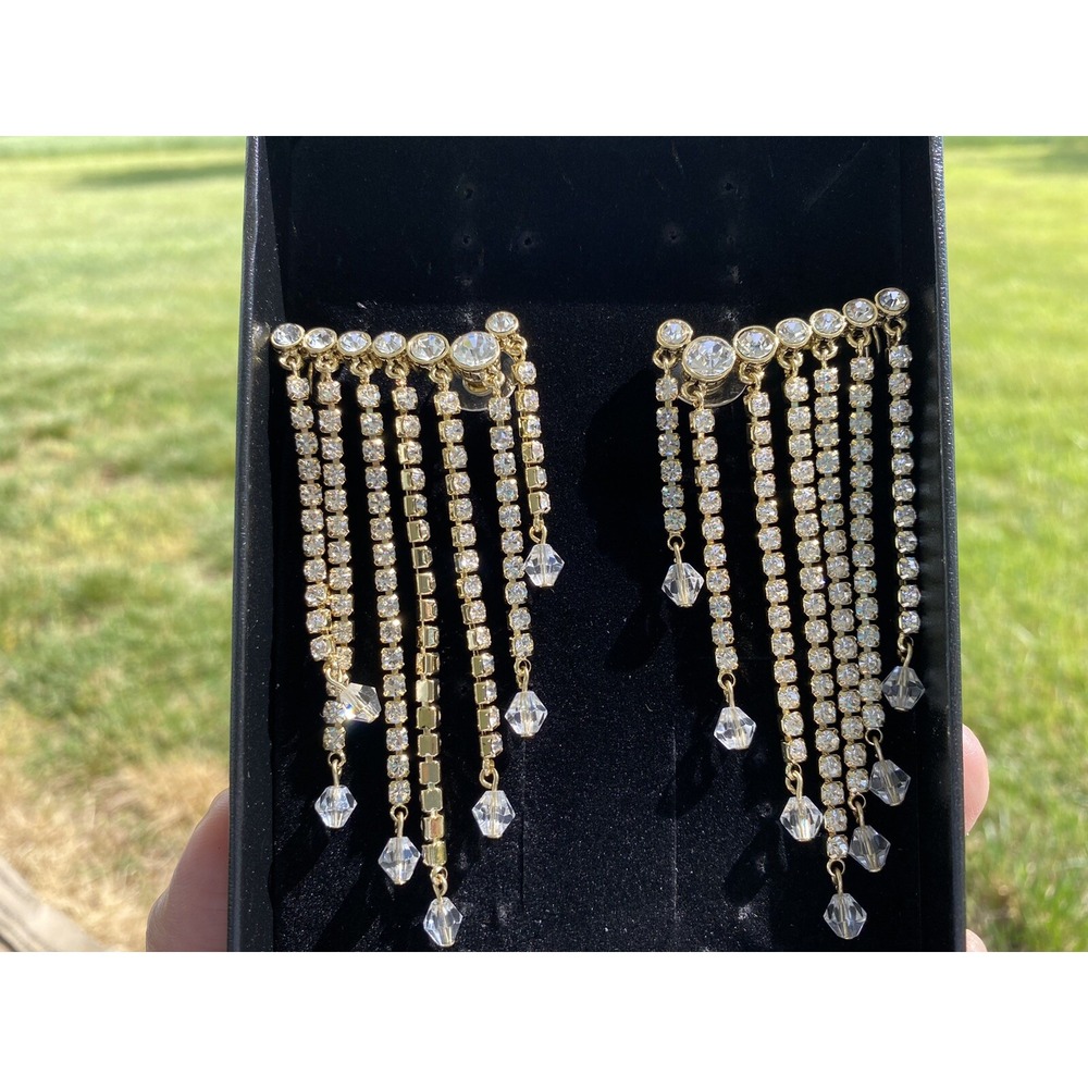 NWT Heidi Daus "Ice Fringe" Beaded Crystal Dangle Earrings‎